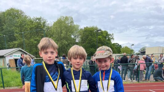 Felix, Ruben en Cas op een meerkamp wedstrijd in Kortenberg 2024